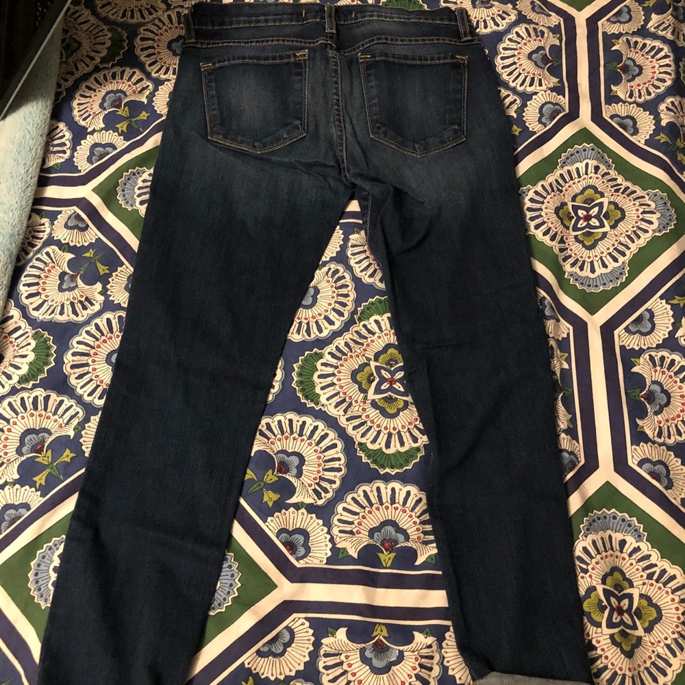 Flying Monkey cropped distressed dark wash jeans